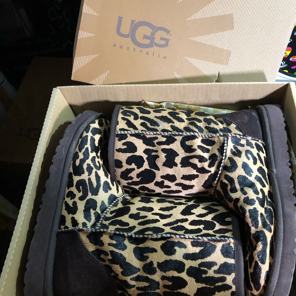 UGG Leopard Print Boots with Brown Accents